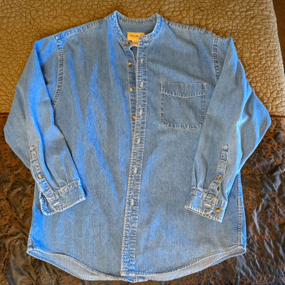 Eddie Bauer Washed Denim Men's Long Sleeve Shirt - Size Large